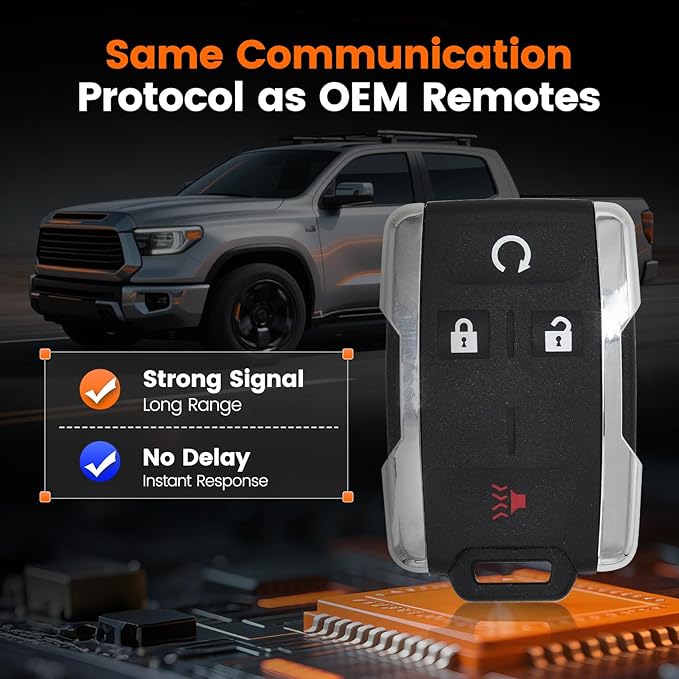 Replacement Key Fob: OBD Remote Start DIY Keyless Entry Compatible with 2015-2021 Silverado 1500 Sierra Canyon Colorado Chevy/GMC M3N32337100, 1 Set