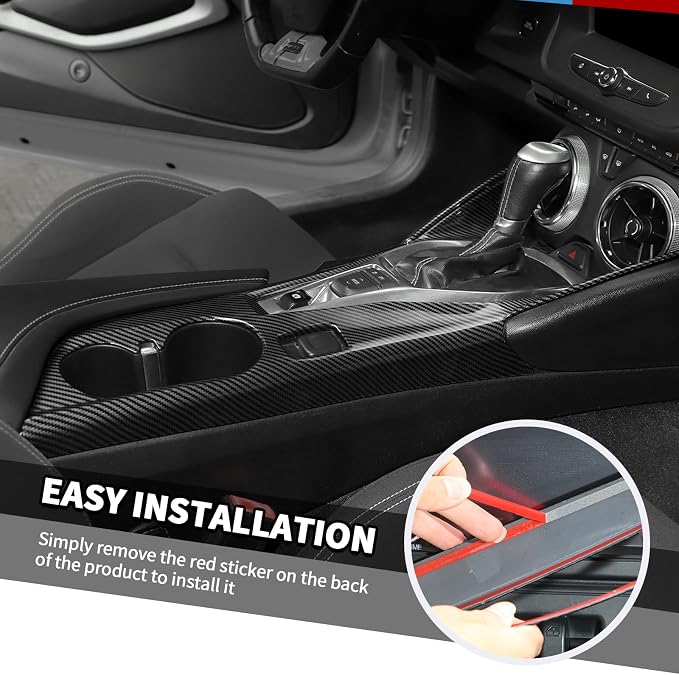 Jimen Fit for Chevrolet Camaro 2016-2024, 4PCS Center Console Dashboard Trim & Gear Shift Panel Cover