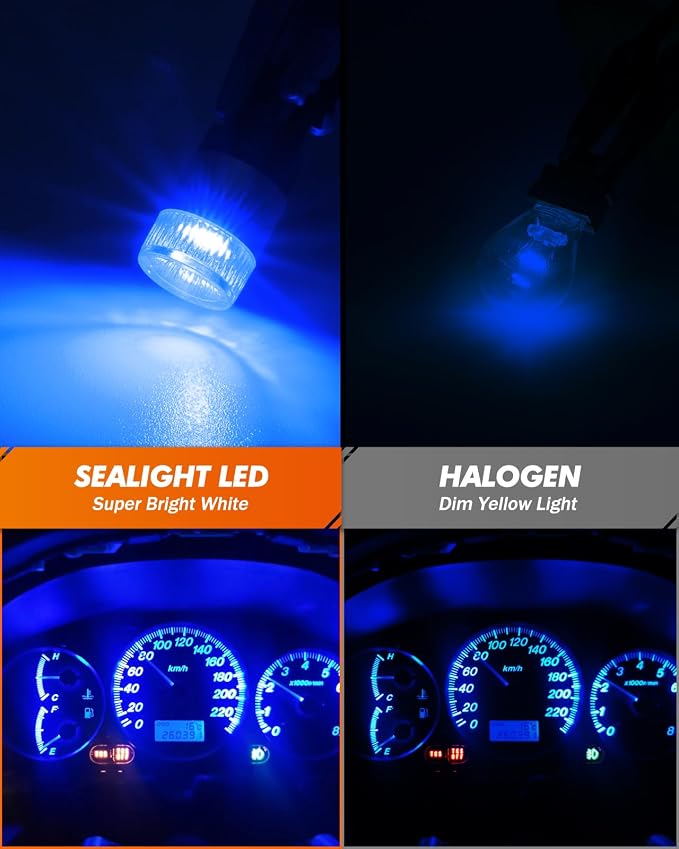SEALIGHT 194 LED Bulb Blue, 168 2825 T10 W5W Bright LED Chips, Dashboard Light, Dome Light, Map Light, Door Light, Courtesy Light, License Plate Light, Pack of 6