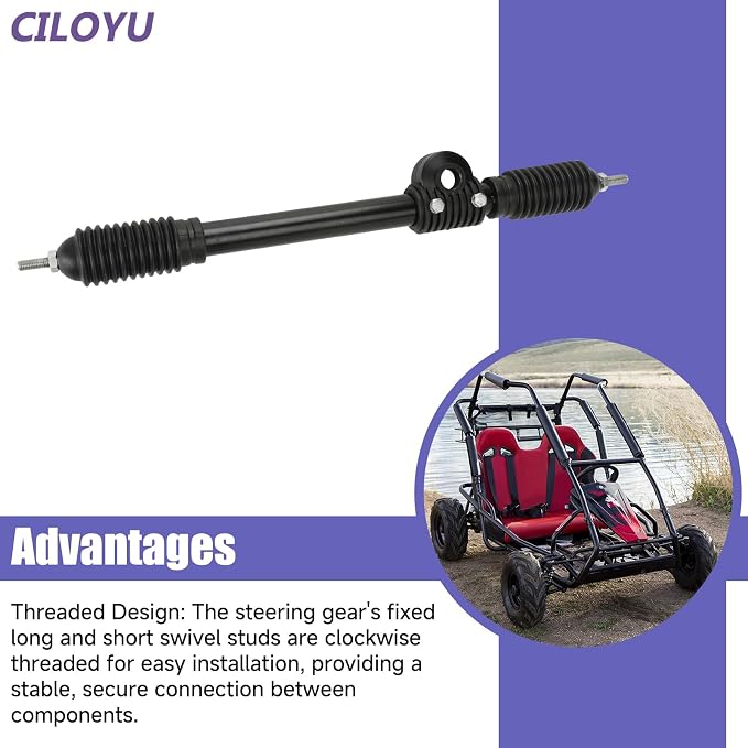 Steering Gear Assembly Compatible with Coleman KT196 Go Kart CK196-T 196cc 6.5HP Kandi 110cc Gas Powered 4 Wheeler Quad DIY Cart Go Kart Parts Spindle Knuckle Ball Joint Rod Assembly