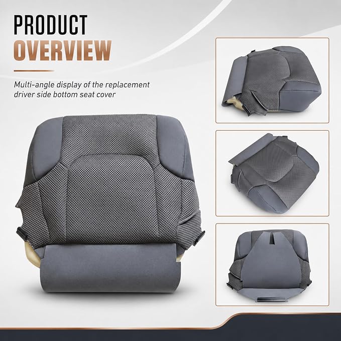 FZJDSD Steel Gray #W Cloth Driver & Passenger Bottom & Top Replacement Seat Covers (4PCS) Compatible with Nissan Frontier S SV SE LE XE 2005-2019