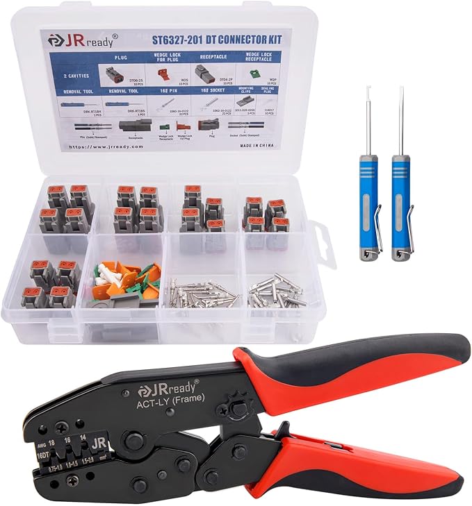 JRready Deutsch Crimp Tool ACT-LY-16DT with DT Connector Kit 2 Pin 10 Sets