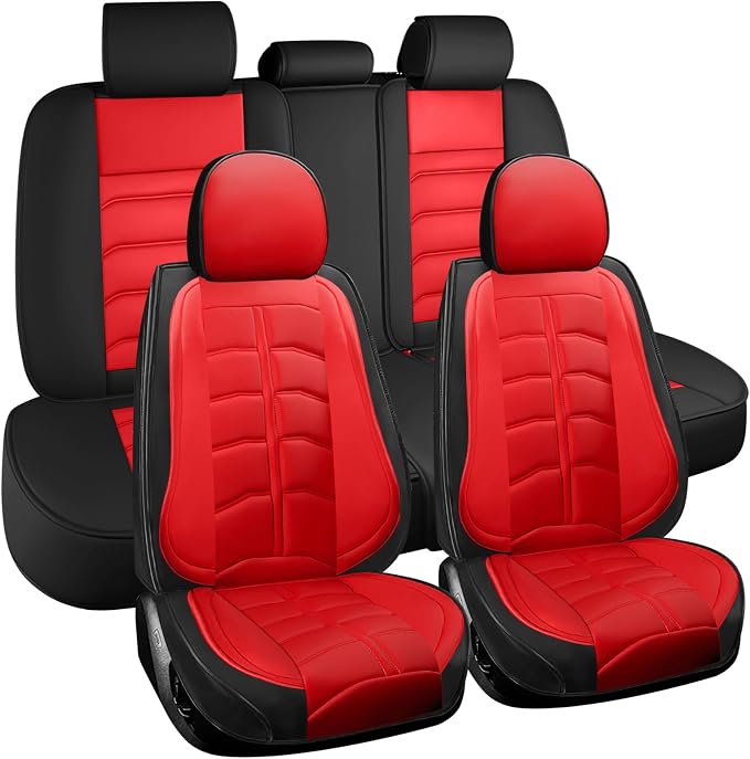 Car Seat Cover for Toyota Highlander 2001-2026, Durable Wear Resistant Waterproof Seat Cover, Breathable No Odor Premium Leather Vehicle Interior Accessories.(Standard 5 Seats,Red)