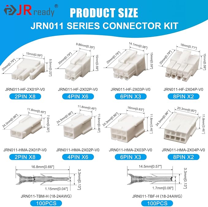 JRready DAP-D173 Molex Pin Extractor Mini Fit Jr Extraction Tool Electrical Pin Removal Tool + ST6519 Mini-Fit Jr Pin Connector Kit Wire Automotive Electrical Male Female Connector 18-24AWG