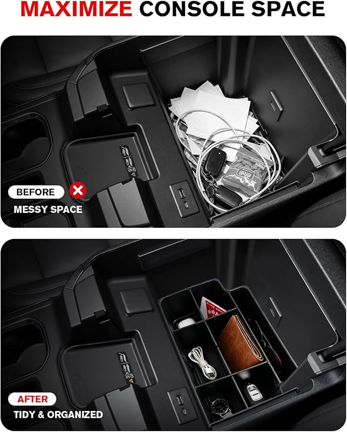 for 2022-2026 Silverado & Sierra 1500/2024-2026 Silverado & Sierra 2500HD/3500HD - Full Console w/Bucket Seats Only Center Console Lower Armrest Organizer Tray