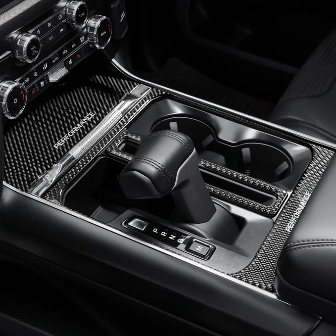 BETTERHUMZ Car Center Console Compartment Cover Sticker for Ford F150 2021 2022 2023 2024 2025 Carbon Fiber Interior Accessories (Black)