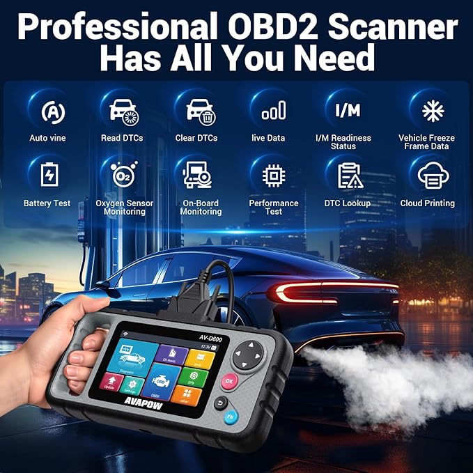 AVAPOW AV-D600 4 Systems OBD2 Scanner Engine/Transmission/SRS/ABS Diagnostic Tool, Oil Reset/EPB Reset/Battery Match, Car Code Reader with Auto VIN, WiFi Lifetime Update, Compatible with 7000+ Cars