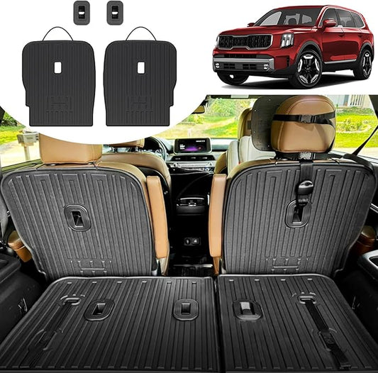 Second Row Backrest Mats for 2020-2025 Kia Telluride Accessories 7 Seater, All Weather TPE Back Seat Protector Replacement for Kia Telluride