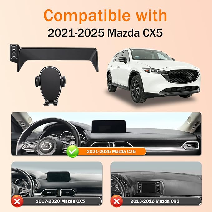 Car Phone Holder for Mazda CX5 (2021-2024 2025,10.25"),Screen Phone Mount,360 Phone Holder Rotating,Hands Free Mobile Holder,Car Mount for iPhone,Samsung & Android,2023 CX-5 Interior Accessories