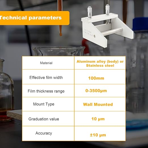 Micrometer Adjustable Film Applicator Coating Lab Doctor Blade Coating Machine KTQ-II High Precision Film Applicator 3500μm Coating Thickness Adjustable, 100mm Width (film casting doctor blade)