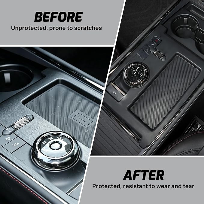 for 2022 2023 2024 2025 Ford Fusion Car Gear Shift Panel Trim Cover Silicone Center Console Waterproof Coaster Black Wireless Charging Protective Pad Automotive Interior Accessories
