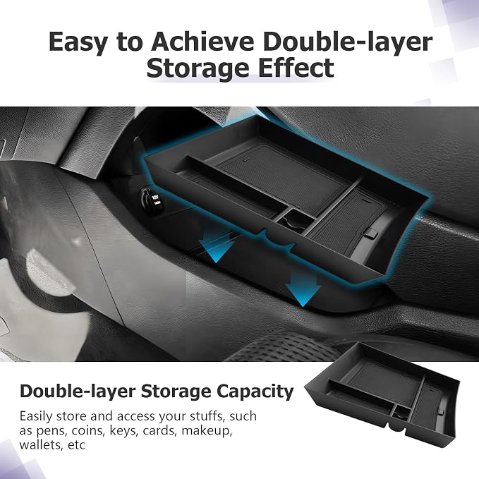 LUWU Santa Fe Accessories for 2021 2022 2023 Hyundai Santa Fe SE/SEL/XRT/Limited/Calligraphy Accessories Lower Center Console Organizer, Armrest Console Tray Storage Box Black 2-Pack