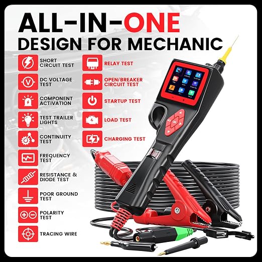 TopDiag P200 Power Circuit Probe Kit - Automotive Circuit Tester with 2024 Online Update, 9~30V Voltage Range, Multimeter, Relay Test, Fuel Injector Tester, Activating Component, Oscilloscope Mode