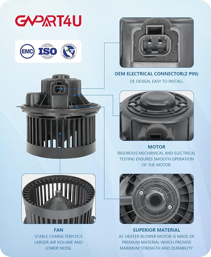 Front Blower Motor for 2000 2001 2002 2003 2004 2005 2006 Chevy Tahoe Silverado Avalanche Suburban, 2000-2006 GMC Sierra Yukon, 2003-2006 Cadillac Escalade