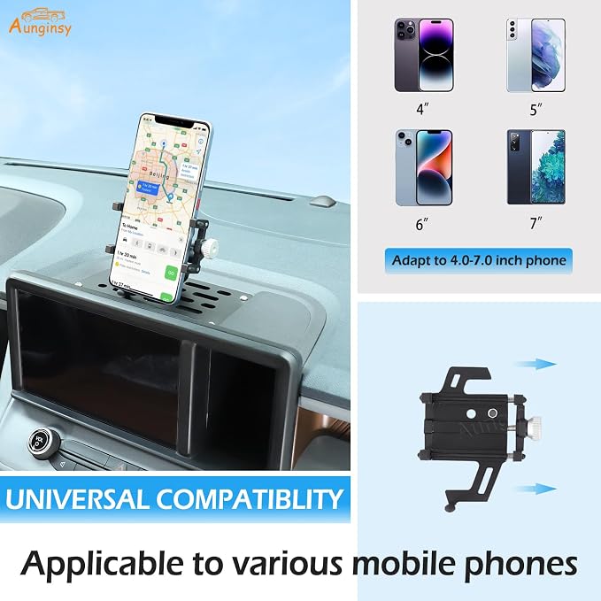 Aunginsy Center Console Dash Phone Mount Compatible with Ford Maverick 2022 2023 2024, Car Dashboard Mobile Phone Bracket Instrument Table Organizer Storage Tray Groove Cell Phones Holder Accessories