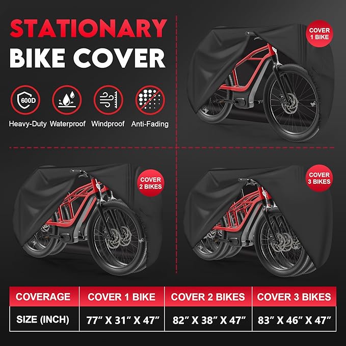 Zettum Bike Cover for 2 Bikes - 600D Bike Covers Outdoor Storage Waterproof & Heavy Duty, Bicycle Cover for 2 eBike, Mountain Bike, Road Bike, Hybrid Bike, Beach Cruiser Bike, Scooter and More