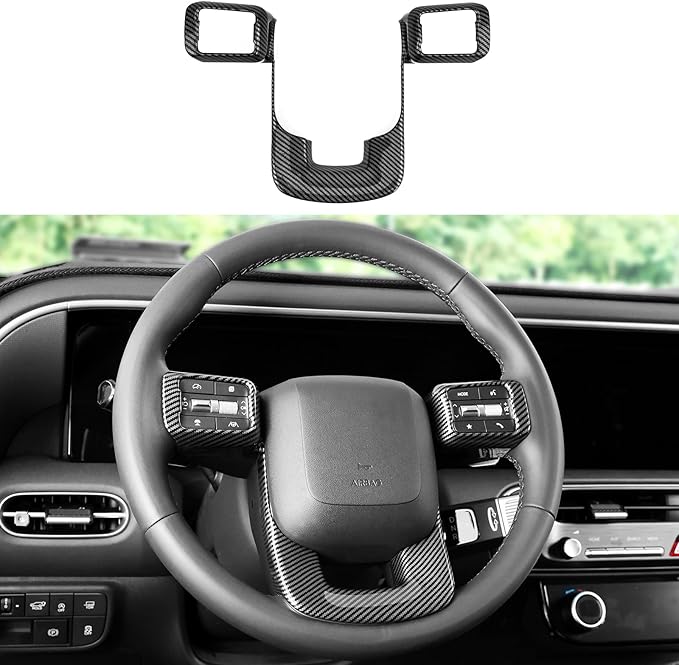 YOUTOOCAR Steering Wheel Cover Trim Compatible with Hyundai Santa Fe 2024-2026 Hyundai Palisade 2026 Hyundai IONIQ 9 Accessories (Carbon Fiber Pattern)