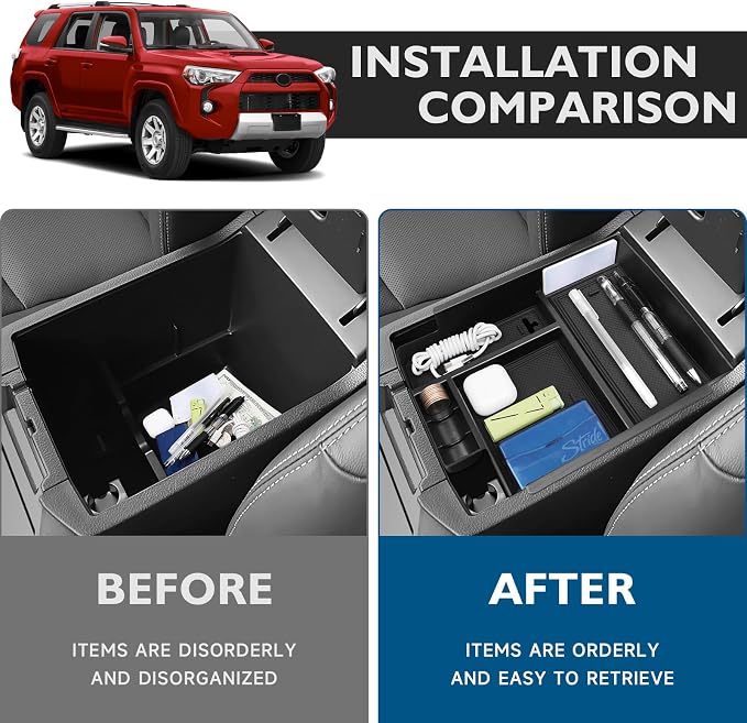 BIBLOZ Center Console Organizer(with Secret Compartment) for Toyota 4Runner 2010-2022 2023 2024 Accessories,Insert Armrest Console Tray