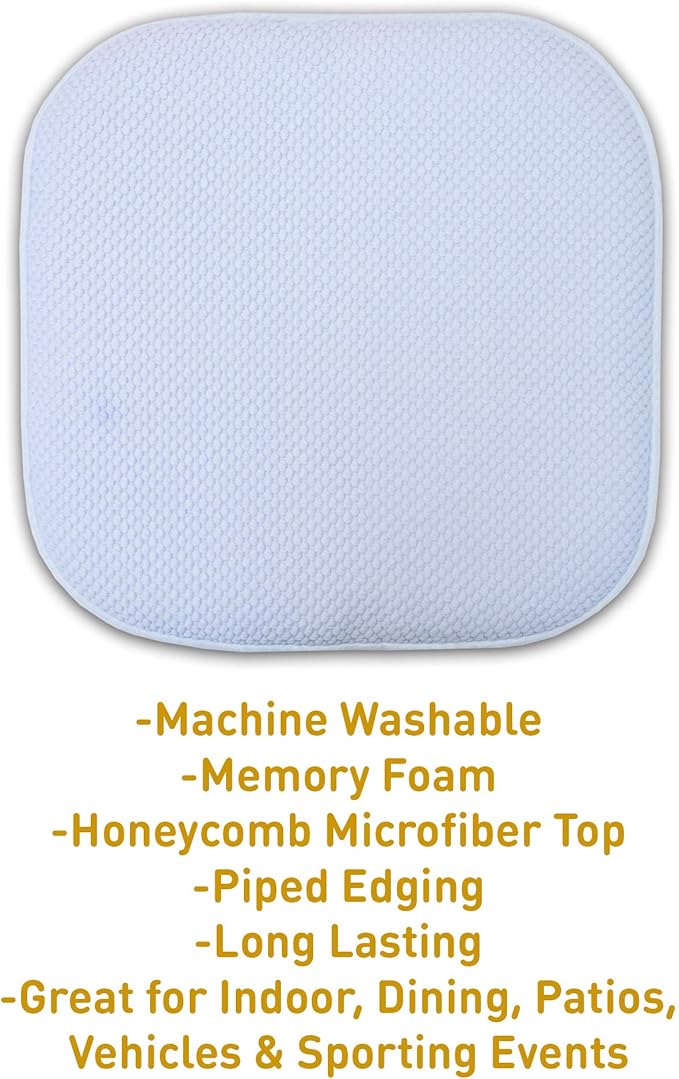 Sweet Home Collection Cushion Memory Foam Chair Pads Honeycomb Nonslip Back Seat Cover 16" x 16" 2 Pack Light Baby Blue