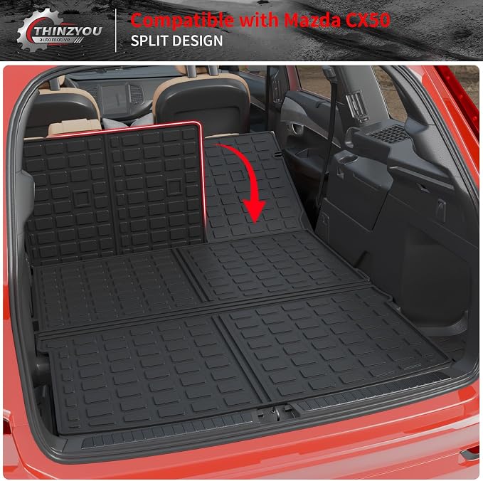 Cargo Mat Compatible with 2023 2024 2025 2026 Mazda CX50 Trunk Mat Trunk Liner Cargo Liner TPE All Weather Back Seat Cover Protector 2024 CX-50 Accessories (Trunk Mat+Backrest Mats)