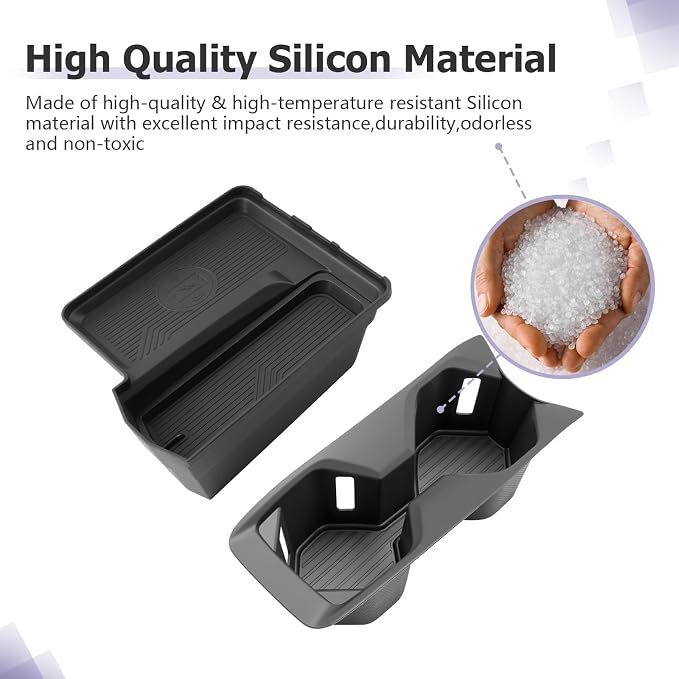 LUWU 2PCS Center Console Organizer Compatible with Toyota Camry 2025 2026 Accessories Wireless Charging Organizer Insert Tray, Cup Holder ABS Material Black