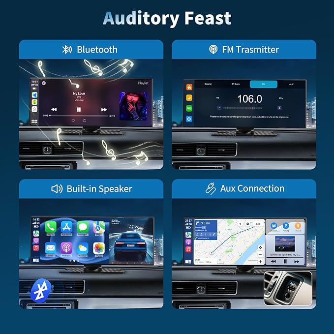 Wireless A-pple Carplay Screen for Car, Largest 11.5'' Carplay & Android Auto Car Stereo Touchscreen with 4K Dash Cam and 1080P Backup Camera,Voice Control/GPS Navigation/Mirror Link/Bluetooth/AUX/FM