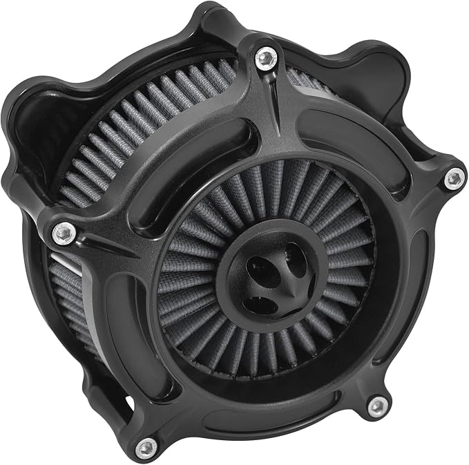 Air Cleaner Filter Aluminum Fit for Harley Touring Road King Street Glide Softail Sportster Dyna (Black Housing Grey Element, C For Touring 08-16,Softail 16-17,Trike 08-16)