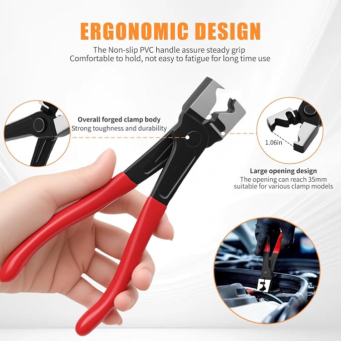 8PCS Electrical Disconnect Pliers, Automotive Electrical Plug Connector Disconnect Tool, Connector Separator,Hose Clamp Pliers and Red trim removal tool set，Applicable to Cars, Trucks, and SUVs