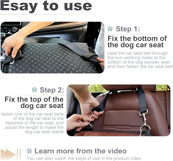 Youvee Dog Booster Car Seat,Interior Height 6 Inches Pet Car Travel Seat for Small Dog 10 15 20 25 30 lbs,for car Front/Back Seat,Safety,Comfortable,Fully Detachable and Washable(View Ⅰ-Black)