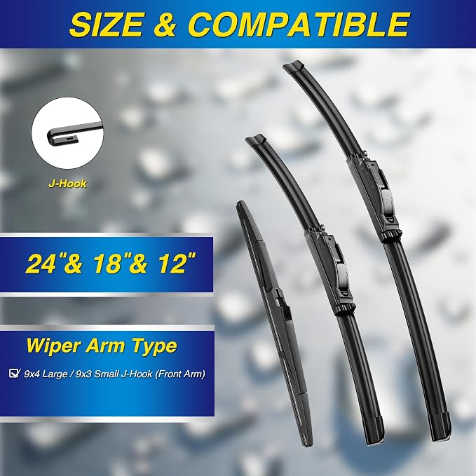 5 PLUS Silicone Windshield Wipers Replacement for 2024 2023 2022 Chevy Equinox Wiper Blades(3 PCS),Water Repellent Automotive Replacement Windshield Wiper Blades for My Car -24"/18"/12"