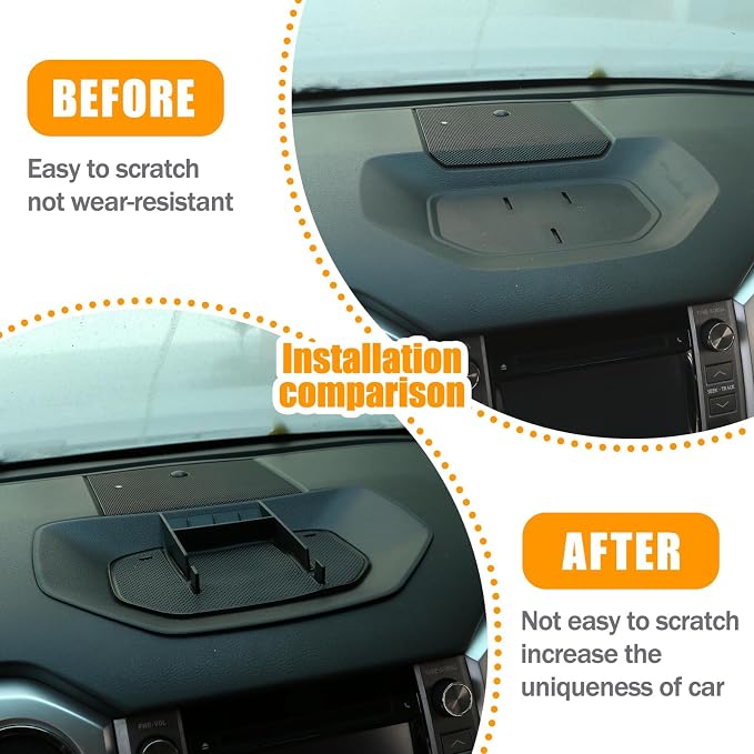 Black ABS Car Center Console Dash Table Storage Tray Fit for Toyota Tundra 2014-2021 Instrument Organizer Phone Holder Cradle Accessories (Without Mobile Phone Holder)