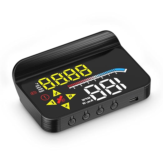 Liiiyuan HUD M17,Heads up display OBD2 and GPS Dual System Speedometer for Car, Digital Speedometer with Speed, Travel Direction, and Overspeed Alarm, Fatigue Driving Alarm，Suitable for All car