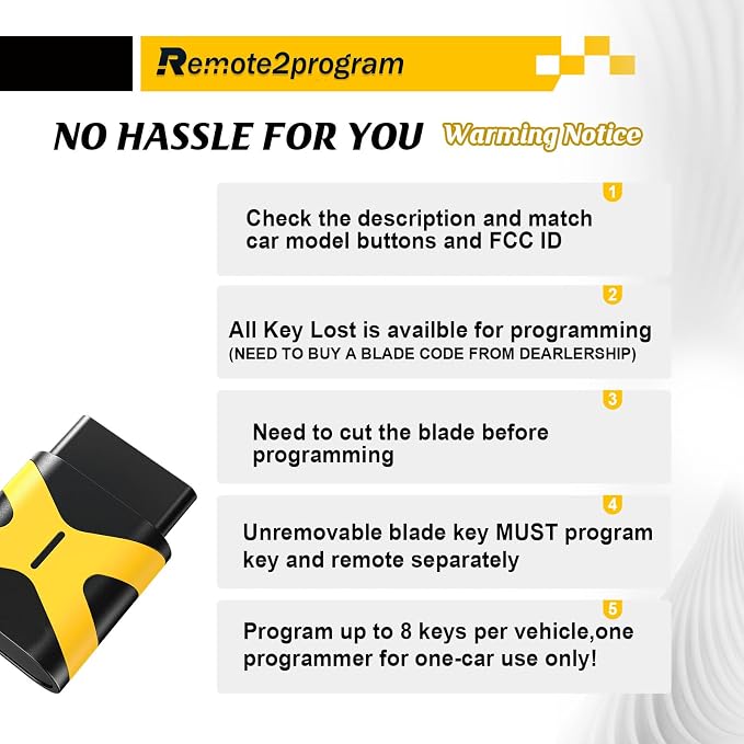 No Working Remote DIY Programming Replacement for Large Number of car Models/Easy and Safe kit with No Tool Required/DIY Pairing via Smartphone App (kit only) (Blade Key)