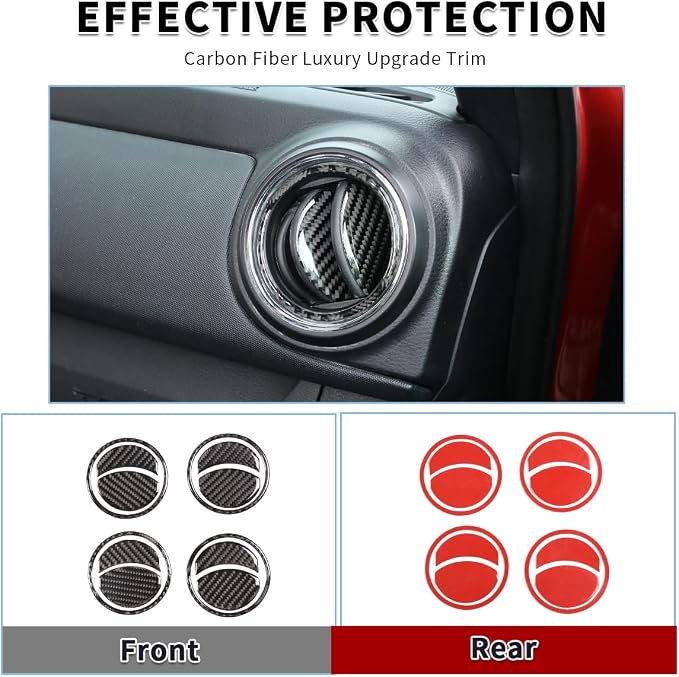 Real Soft Carbon Fiber Car Center Console Passenger Side Instrument Panel/Air Conditioning Outlet Panel Decorative Stickers,for Toyota Tacoma 2016-2020,13PCS (Black)