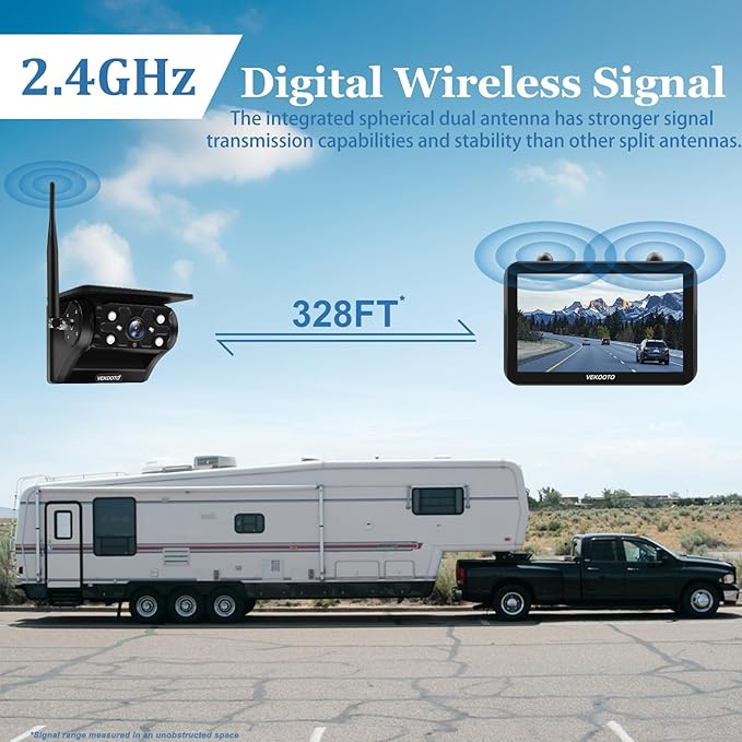 VEKOOTO VK7 Magnetic Solar Wireless Backup Camera, 7'' IPS Touchscreen Monitor HD1080P No Wiring 15,000mAh Rechargeable Camera System for Hitching Gooseneck Horse Trailer RV Camper Car Truck