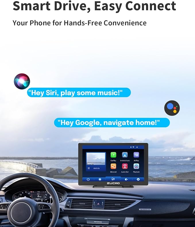 9 Inch Wireless CarPlay Screen for Car, CarPlay & Android Auto Touch Screen Car with Backup Camera, Bluetooth, Navigation, Mirror Link Voice Control