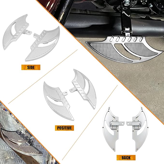 Passenger Footboards Rear Floorboards Male Mount Foot Pegs CNC Cut Fit For Harley Sportster Touring Road King Road Glide Electra Glide Street Glide Dyna (Chrome)