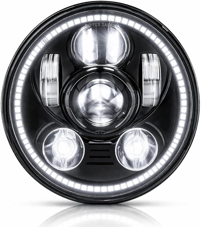 Eagle Lights 8900BG3H-SCOUT Indian Scout Motorcycle LED Headlight with White Halo Ring, Fits 2015+ Scout 60, Scout and Bobber, Black