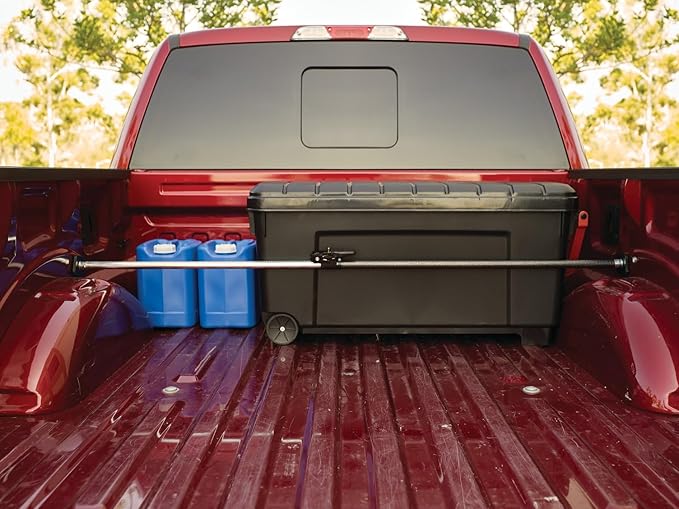 Keeper Adjustable Cargo Bar for Pickup Truck Bed, Ratcheting Cargo Bar, Ideal Work Truck Accessories, Black/Silver, 40"-70" Adjustable Length