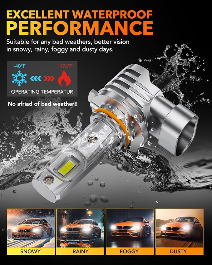 OXILAM 9005 LED Light Bulb, 800% Brighter Ultra-Bright Ultra-Bright, 3 Min Quick Install, 20 Years Lifespan, No Flicker, 99% Compatibility