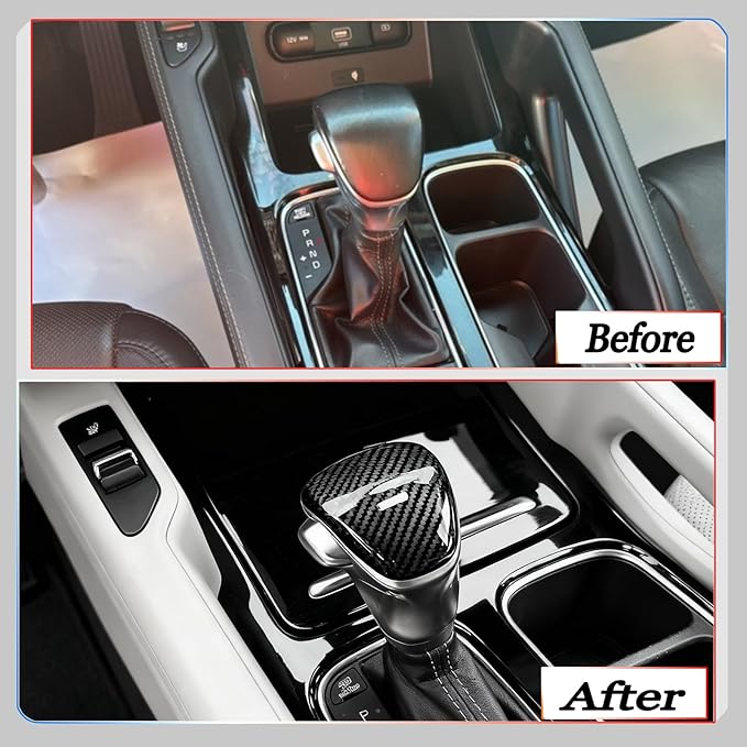 Gear Shift Cover,for Kia Telluride 2020 2021 2022 2023 2024 2025 2026,Car Center Console Gear Shift Knob Cover Trim Cap - Carbon Fiber