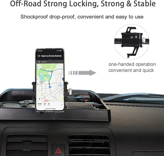 PIUGILH Fit for H3 Phone Holder Multi-Functional Phone Mount Center Console Dash Tray Dashboard Storage Box Organizer for Hummer H3 2005-2009,ABS Black