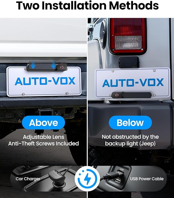 AUTO-VOX Solar Wireless Backup Camera: 3-Minute Easy Install, 7.2" HD Split-Screen, Dual Antenna Signal Upgrade, 1080P Color Night Vision, DVR Recording Back Up Camera for Car, Truck, Camper, Trailer