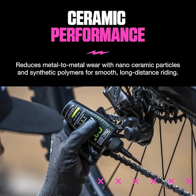 Muc-Off C3 Ceramic Dry Chain Lube, 50 Milliliters - Premium Bike Chain Lubricant with UV Tracer Dye - Formulated for Dry and Dusty Weather Conditions, Green