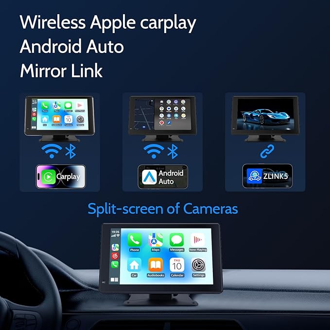 Haudio Portable Car Stereo,HD Touchscreen for All Vehicles,with Apple CarPlay & Android Auto with Backup Camera/Mirror Link/Voice Control/Bluetooth/GPS/AUX/FM Satellite Radio (7 inch)