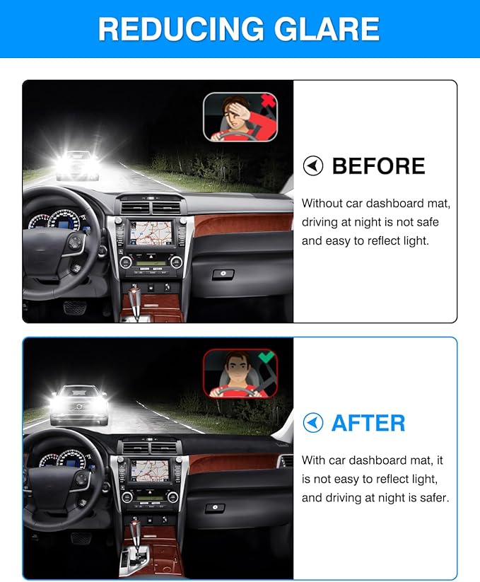 Autorder Dashboard Cover Mat for 2012-2017 Toyota Camry Accessories Dash Cover Flannel Dash Mat Sunshade Glare UV Rays Protector