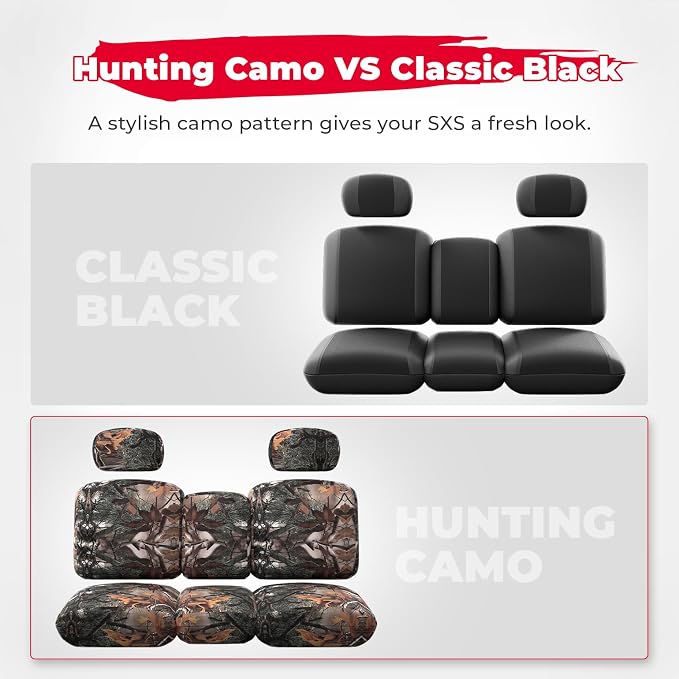 KEMIMOTO UTV Seat Covers Camo Split Bench Compatible with Can Am Defender | Scratch-resistant 1680D oxford fabric, Waterproof,Easy to Clean, hook and loop,w/Headrest Cover Front Two Doors Split Bench