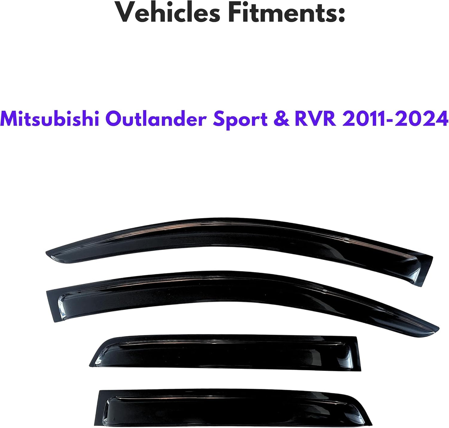 KPY Window Visor Compatible with Mitsubishi Outlander Sport & RVR 2011-2024, 4PC Rain Guard Side Window Vent Deflectors Tape-On Style, 2012 2013 2014 2015 2016 2017 2018 2019 2020 2021 2022 2023 2024