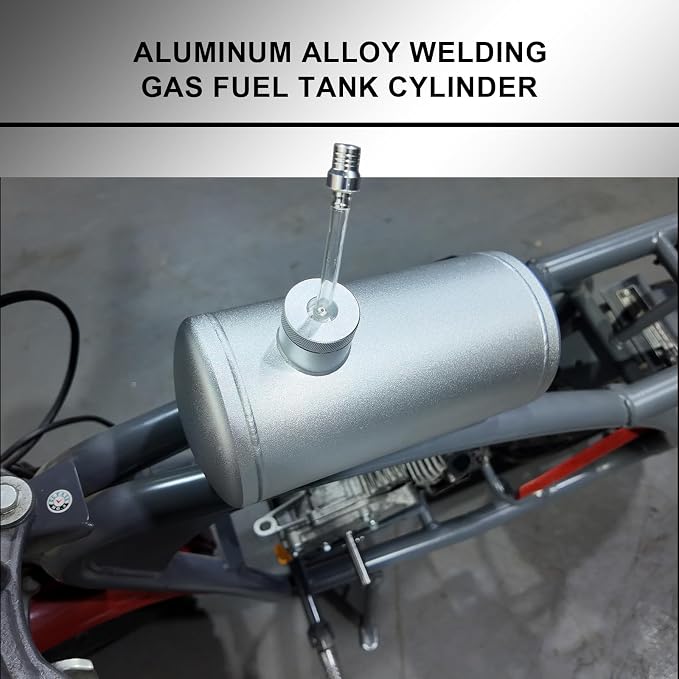 10x4.5" Aluminum alloy welding Gas Fuel Tank Cylinder For Coleman Powersports CT200U BT200X CT200u-ex,For Predator 212cc 196cc/6.5HP Go Kart and Gas Mini Bike,Dirt Gas Bike, Go Kart Parts(Silver)