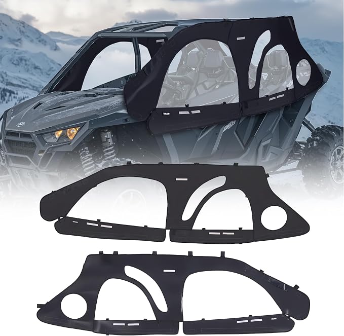 VEVOR Cab Enclosure Upper Doors, Compatible with Polaris RZR PRO 2020-2024/Polaris RZR Turbo 2022-2024, Soft Upper Doors, Upgraded Zipper UTV Soft Side Window Kit, Fit with Side Mirror and Windshields
